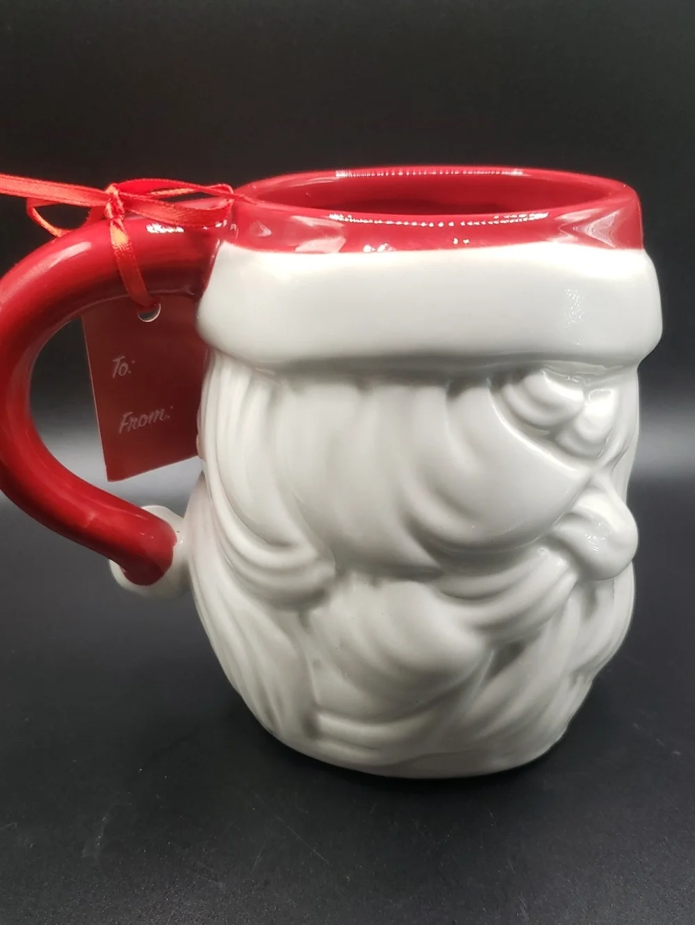 LANG Black Santa Handpainted Ceramic Holiday Mug